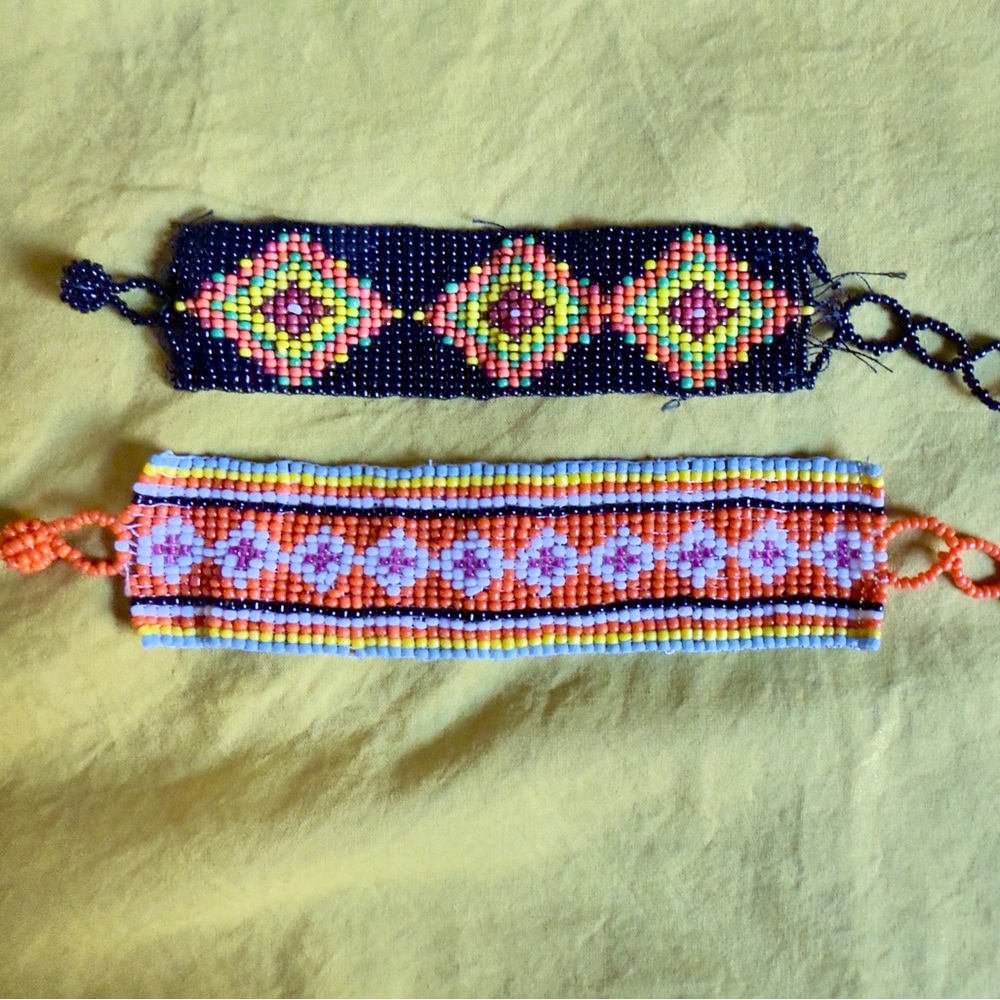 Colorful Beaded Friendship Bracelets - lot of two